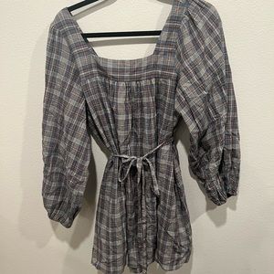 christy dawn blue plaid babydoll dress